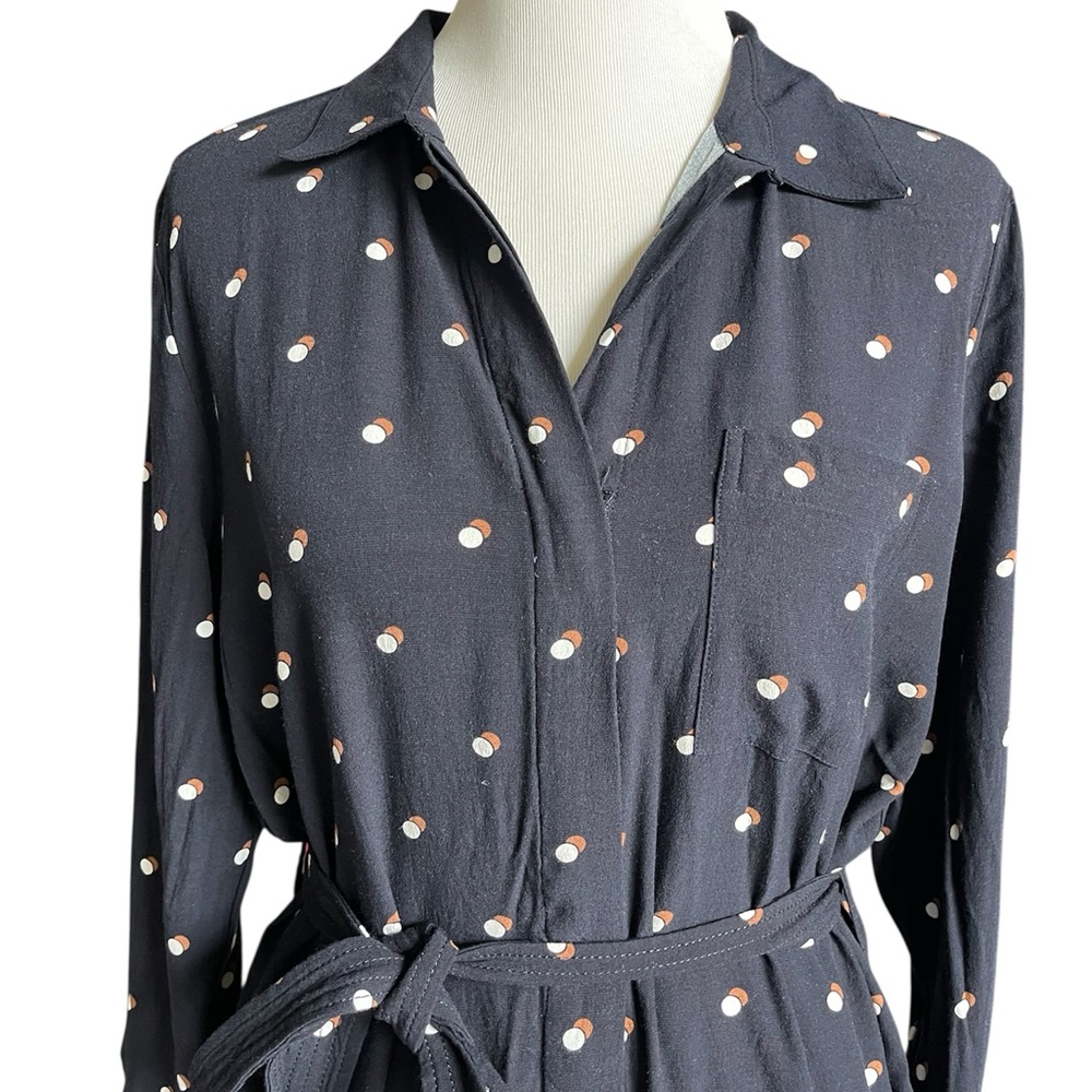 Ann Taylor Double Dot navy long sleeve shirt dress - Picture 8 of 14